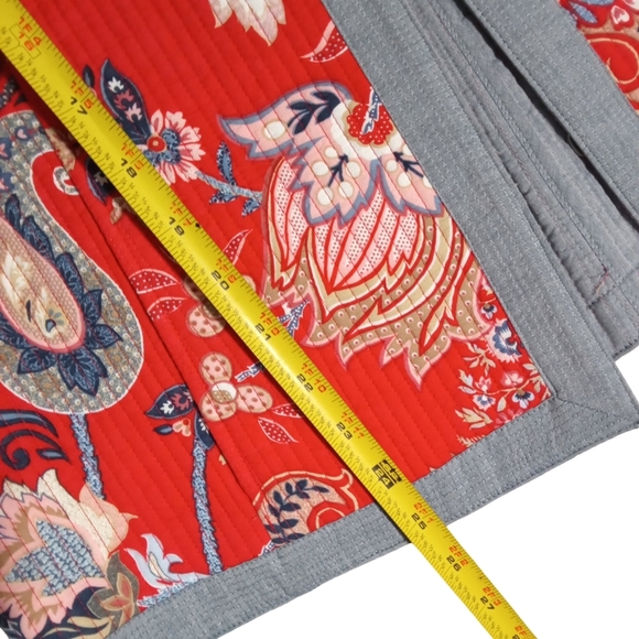 Talbots Red Paisley Floral Hook Closure Front Cardigan Jacket Women’s Medium - Picture 8 of 9